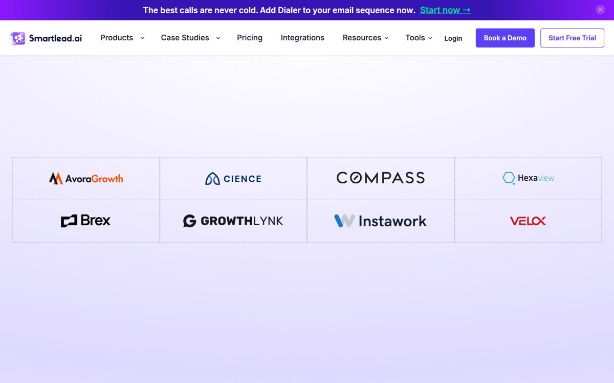 Screenshot of the Smartlead website