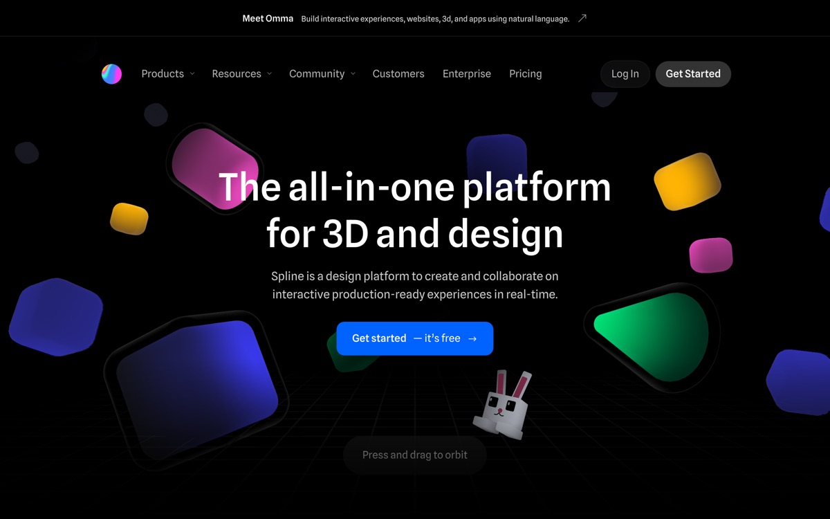 Screenshot of the Spline website
