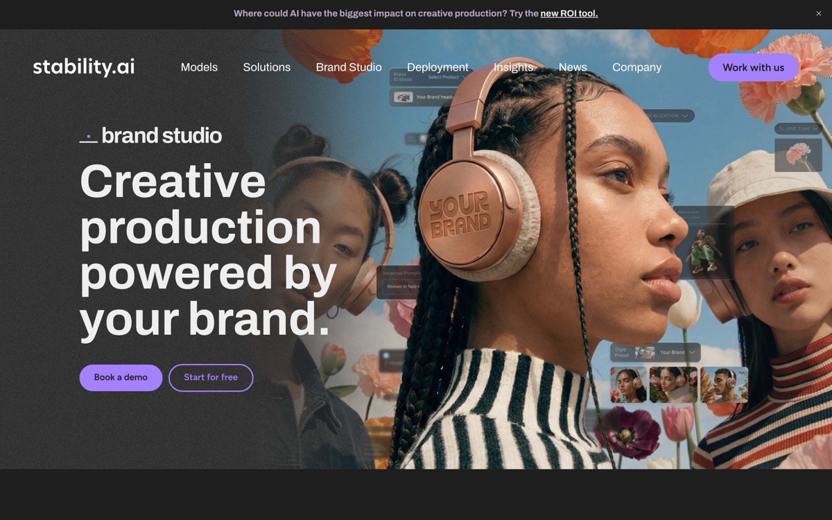 Screenshot of the Stable Diffusion website