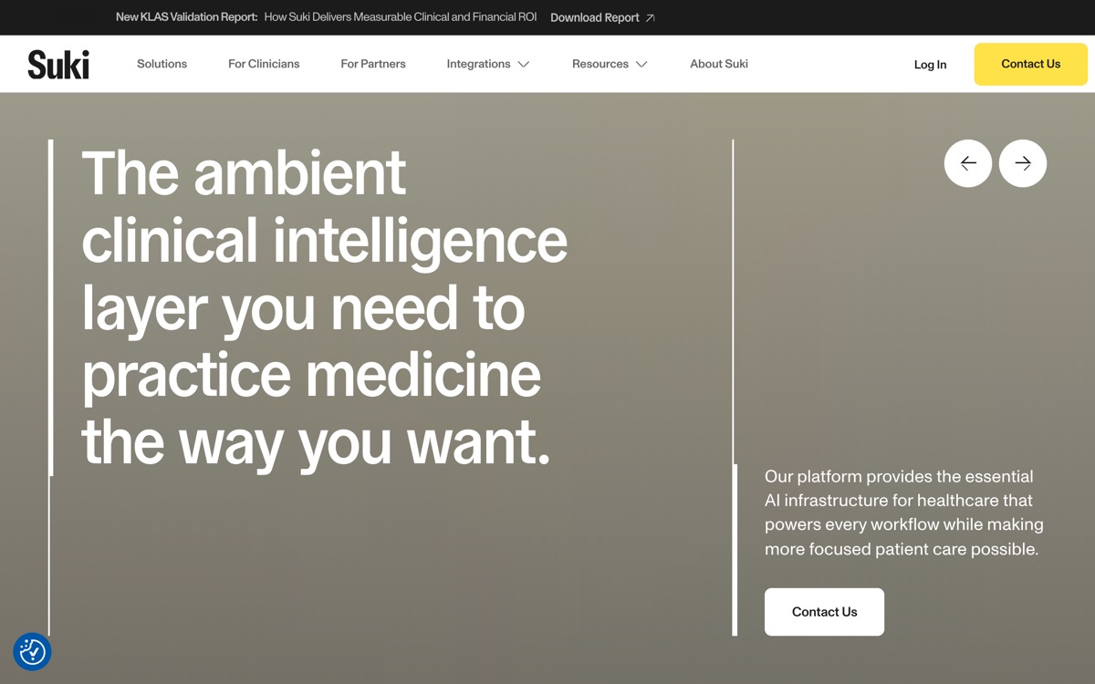 Screenshot of the Suki AI website