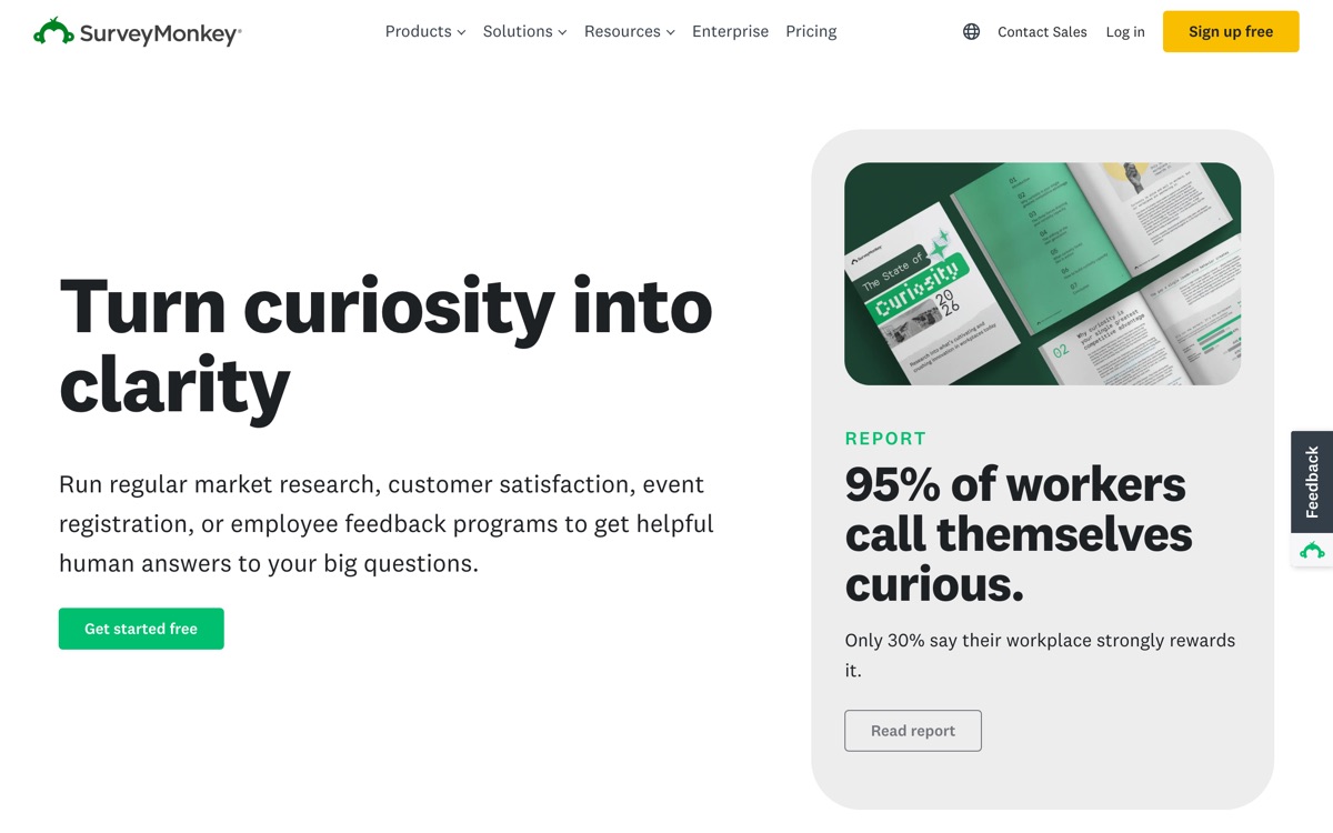 Screenshot of the SurveyMonkey website