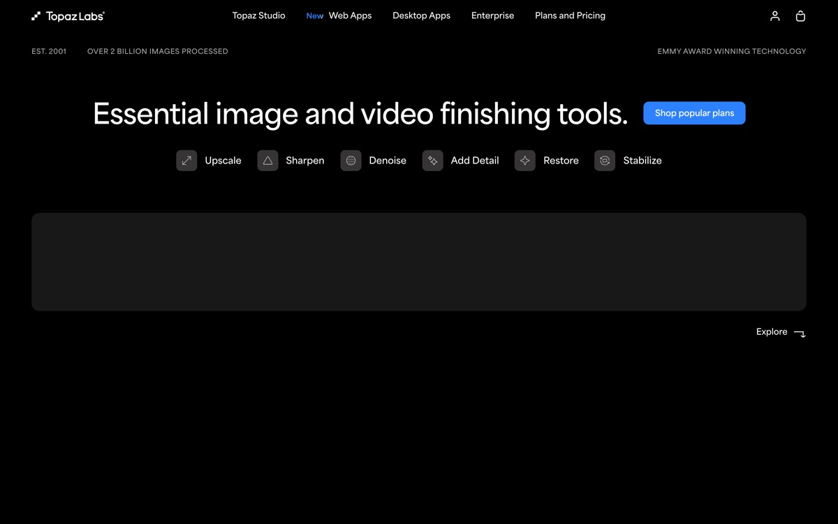 Screenshot of the Topaz Labs website