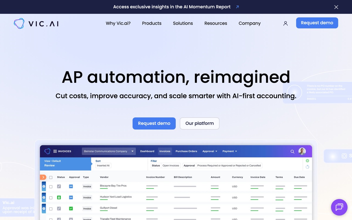 Screenshot of the Vic.ai website