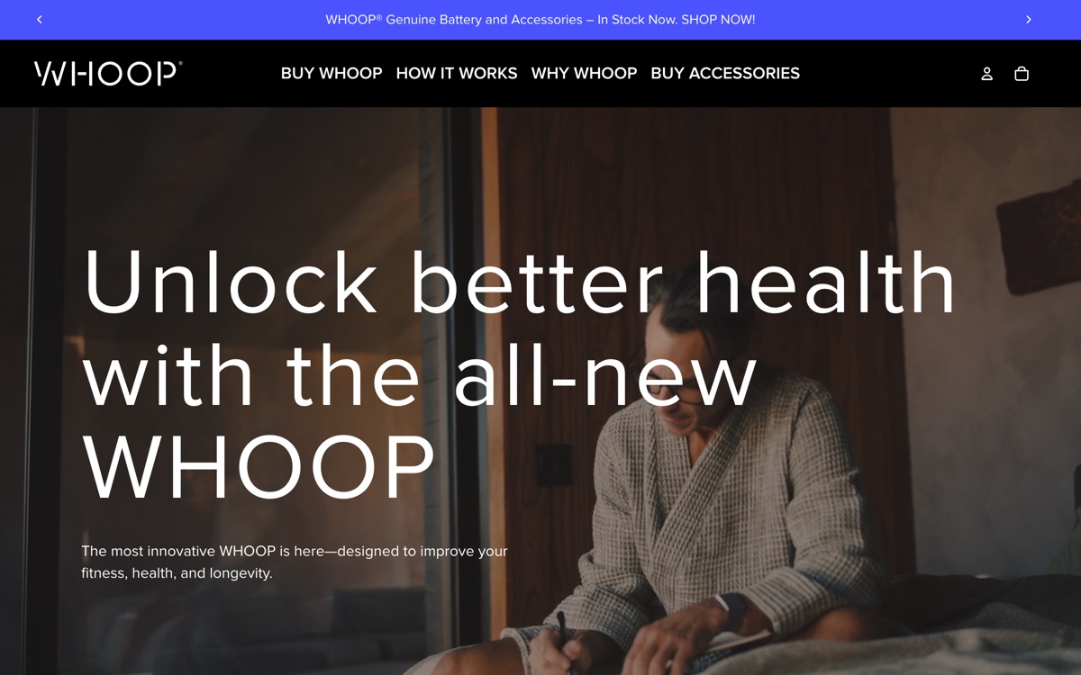 Screenshot of the Whoop website